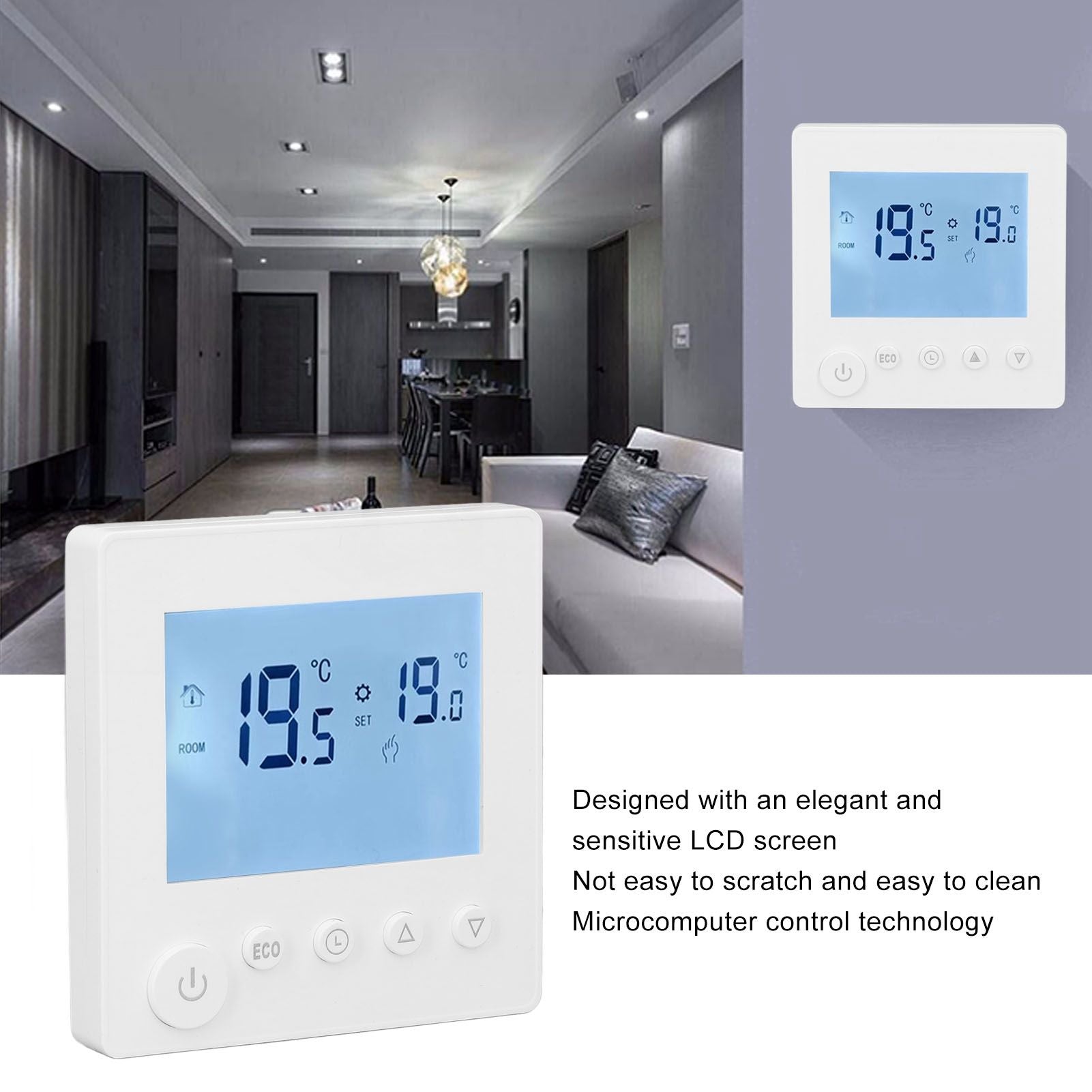 3A Water Heating Thermostat with LCD ABS Intelligent Temperature Controller for Home 95-240V V1294-YM0512-3113220275811