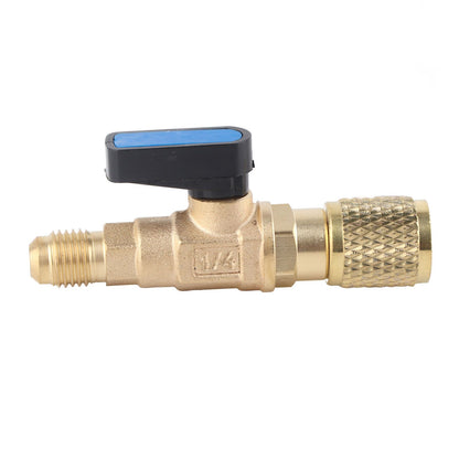 AC Air Conditioning Refrigeration Valve Refrigerant Liquid Hose Ball Valve Adapter Yellow V1294-YM0512-3113220278411
