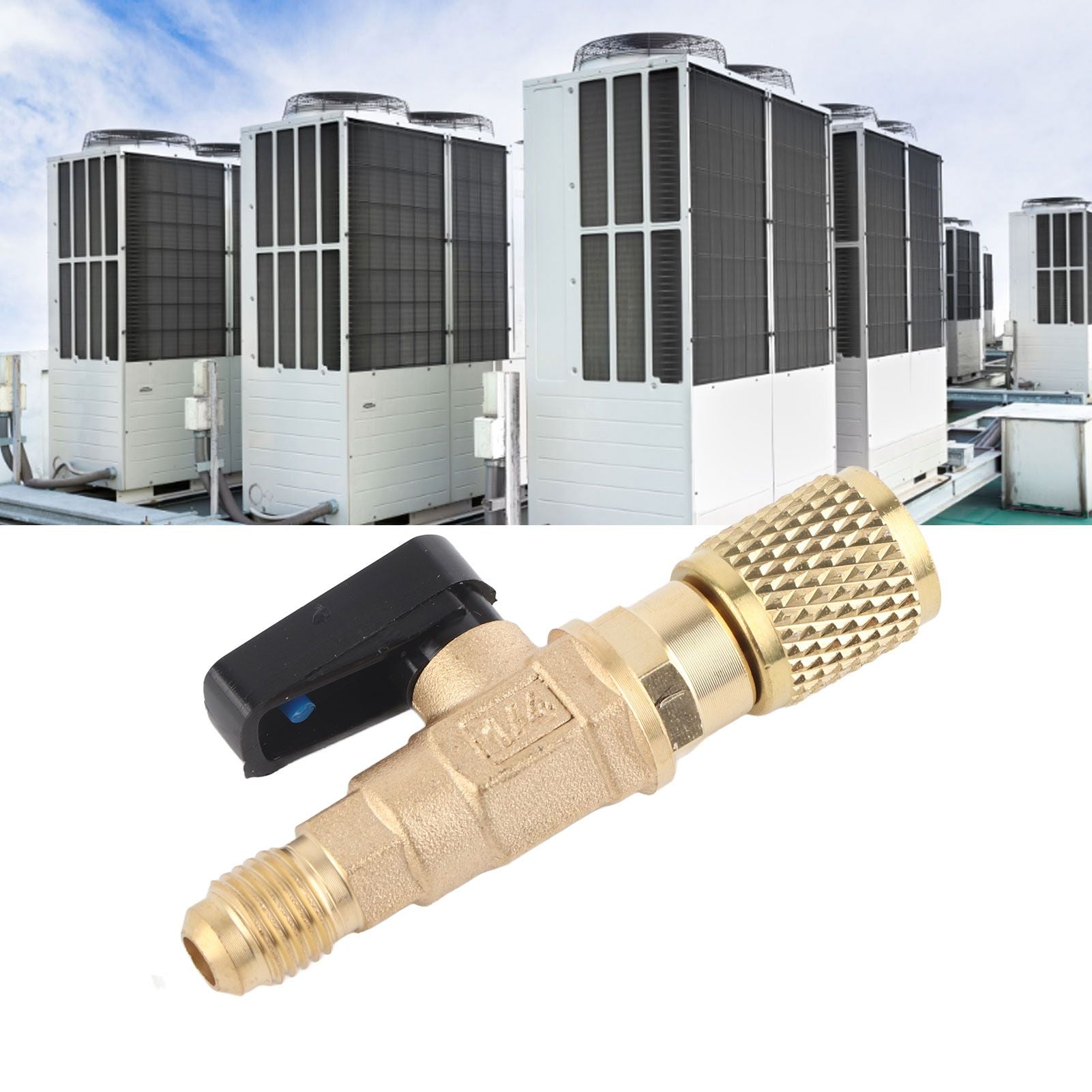 AC Air Conditioning Refrigeration Valve Refrigerant Liquid Hose Ball Valve Adapter Yellow V1294-YM0512-3113220278411