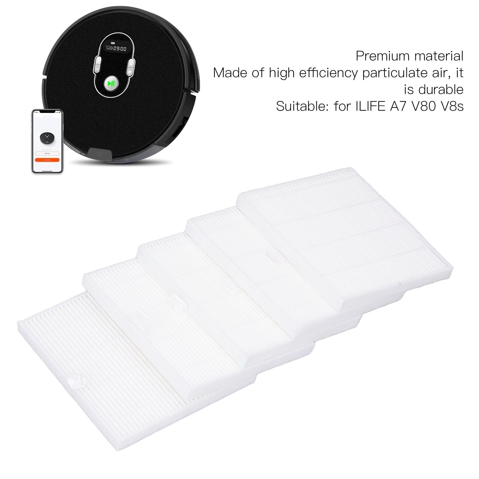 5 PCS Sweeper Replacement Filters for ILIFE A7 V80 V8s Sweeping Robot Filter Accessories V1294-YM0512-3113220281511