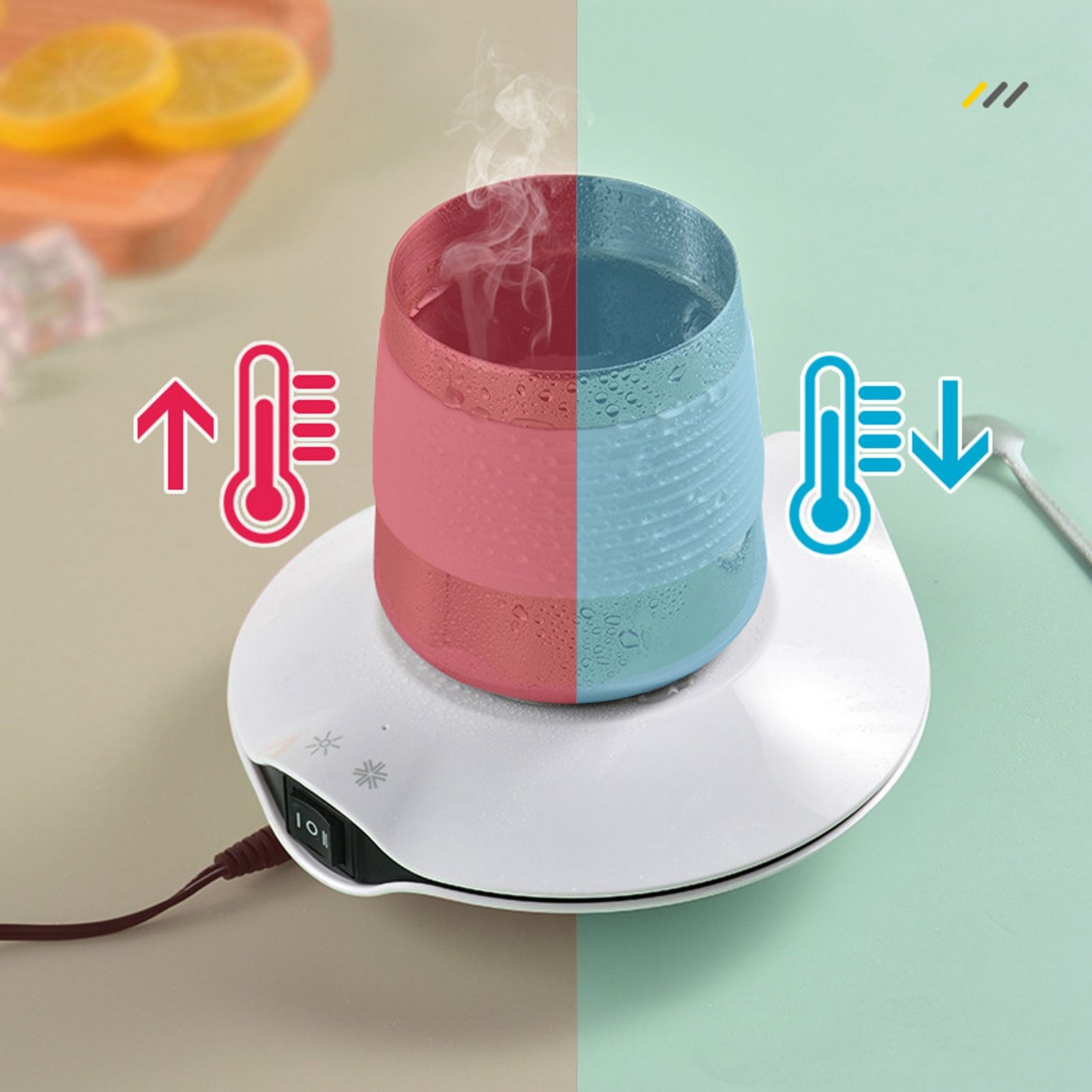 Coffee Warmer Constant Temperature Coasters Cooling Heating USB Warmer Cooler for Milk Tea Coffee Mug White V1294-YM0512-3113220286111
