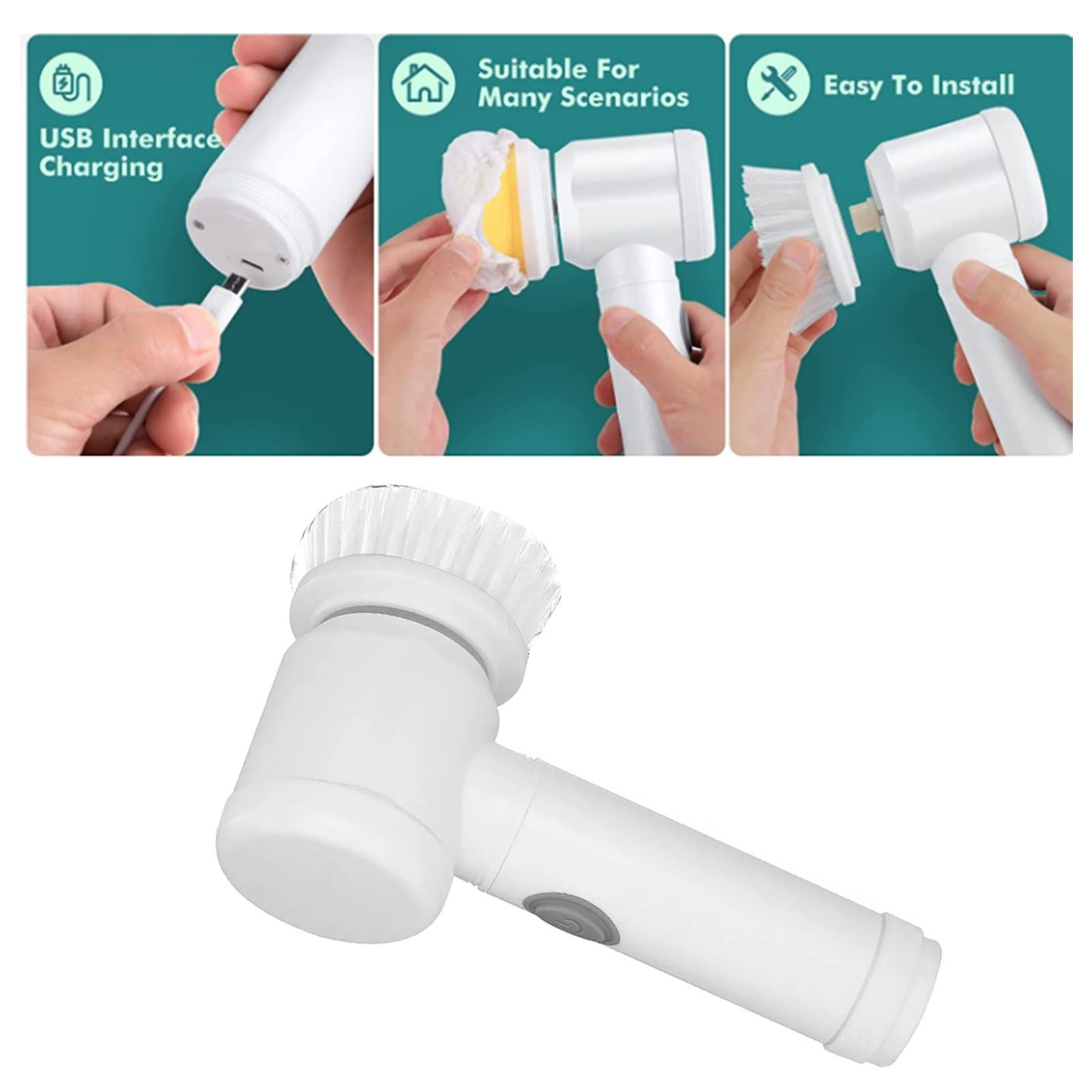 Electric Spin Scrubber Professional Cordless USB Rechargeable Automatic Handheld Cleaning Brush for Bathroom V1294-YM0512-3113220291011
