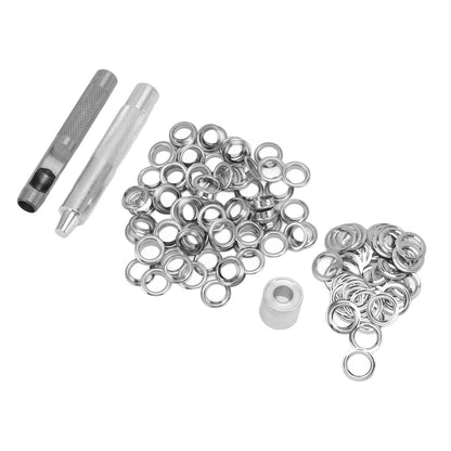 Grommet Tool Kit 100 Set Grommet Eyelets with Setting Tools Hole Cutter Mandrel for Tarps Handicraft V1294-YM0512-3114220091011
