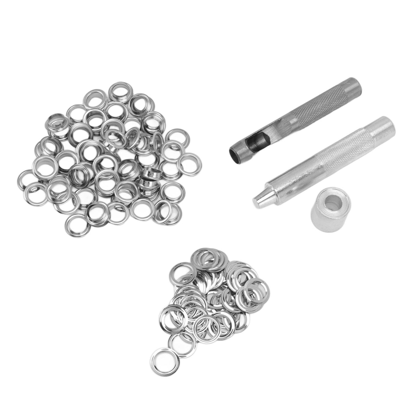 Grommet Tool Kit 100 Set Grommet Eyelets with Setting Tools Hole Cutter Mandrel for Tarps Handicraft V1294-YM0512-3114220091011