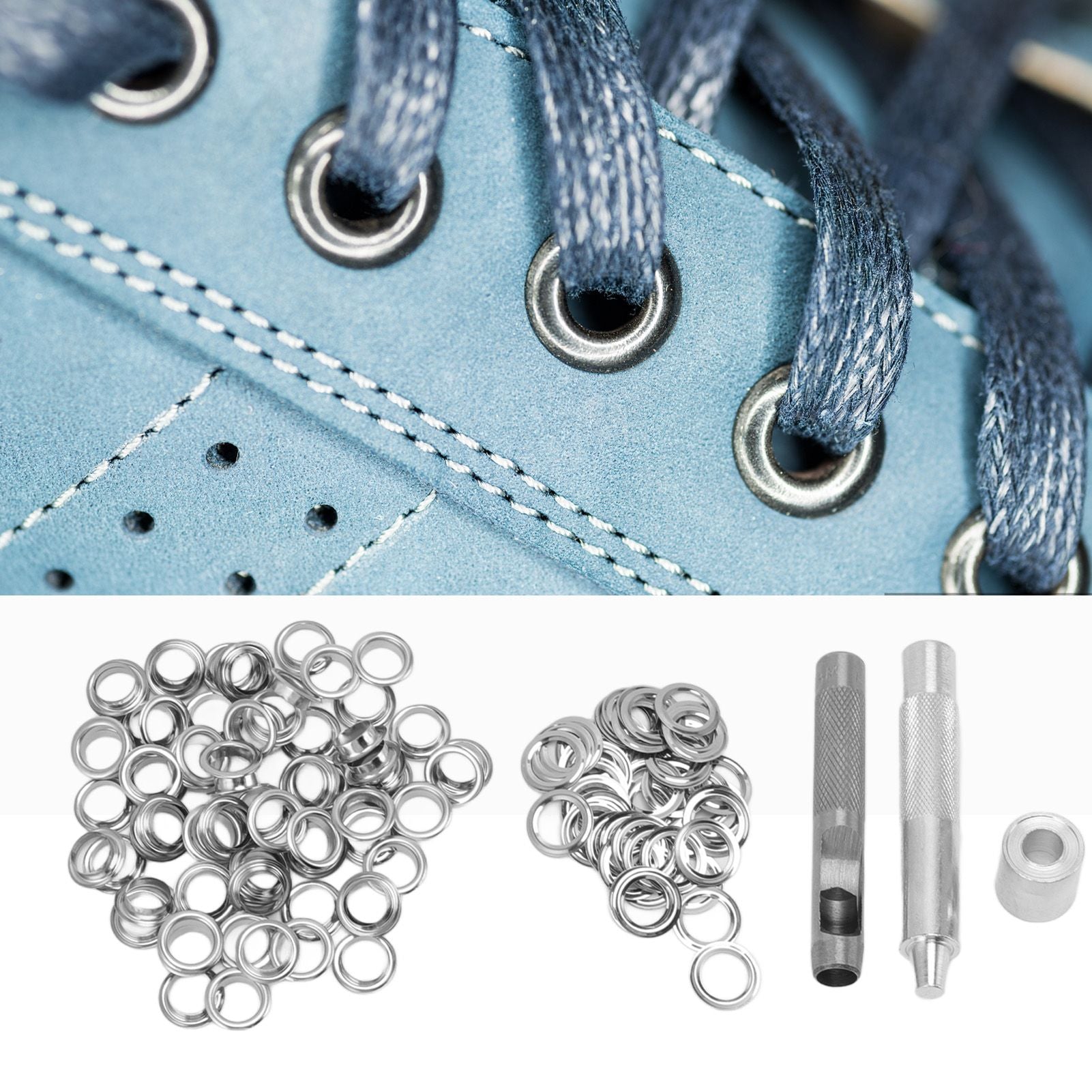 Grommet Tool Kit 100 Set Grommet Eyelets with Setting Tools Hole Cutter Mandrel for Tarps Handicraft V1294-YM0512-3114220091011