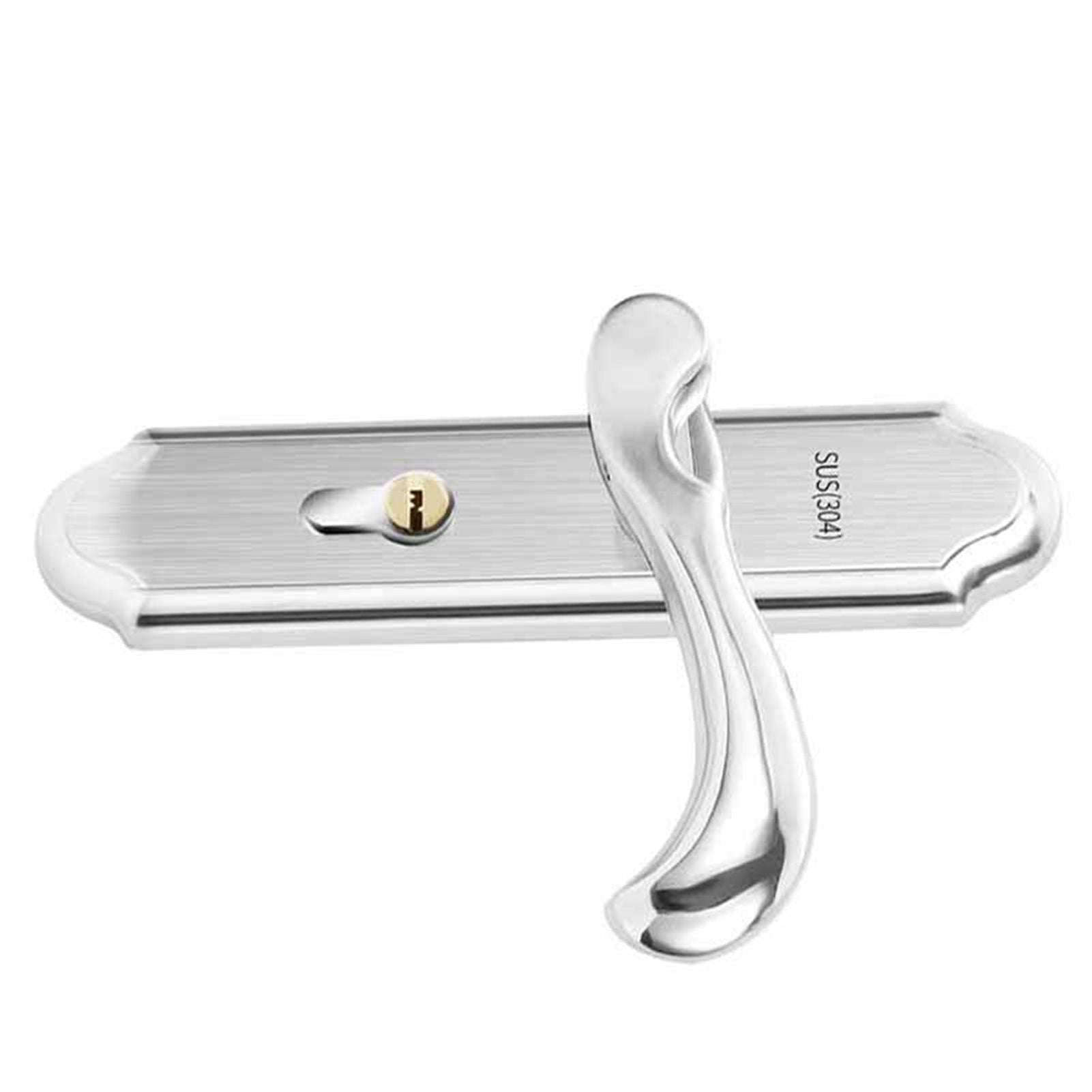 Keyed Entry Door Lock Silent Double Latch Irregular Stainless Steel Door Handle Lock for Bedroom Hotel Balcony V1294-YM0512-3114220093411