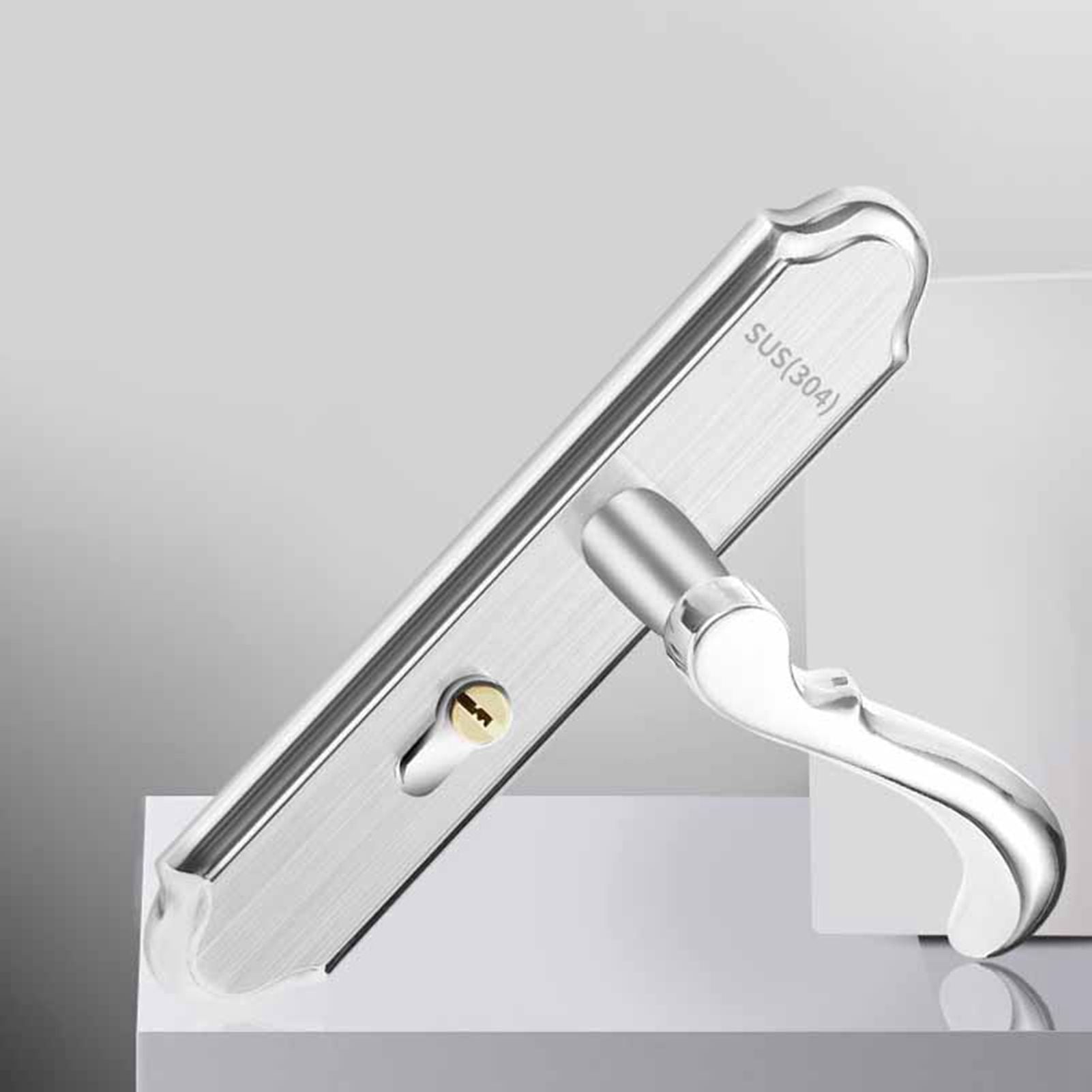 Keyed Entry Door Lock Silent Double Latch Irregular Stainless Steel Door Handle Lock for Bedroom Hotel Balcony V1294-YM0512-3114220093411
