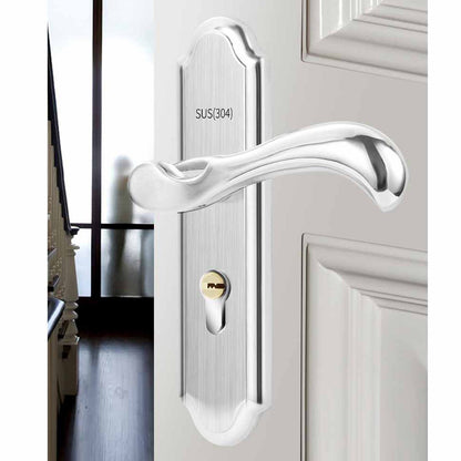 Keyed Entry Door Lock Silent Double Latch Irregular Stainless Steel Door Handle Lock for Bedroom Hotel Balcony V1294-YM0512-3114220093411