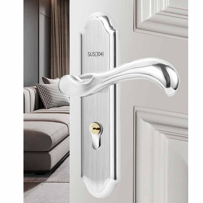 Keyed Entry Door Lock Silent Double Latch Irregular Stainless Steel Door Handle Lock for Bedroom Hotel Balcony V1294-YM0512-3114220093411