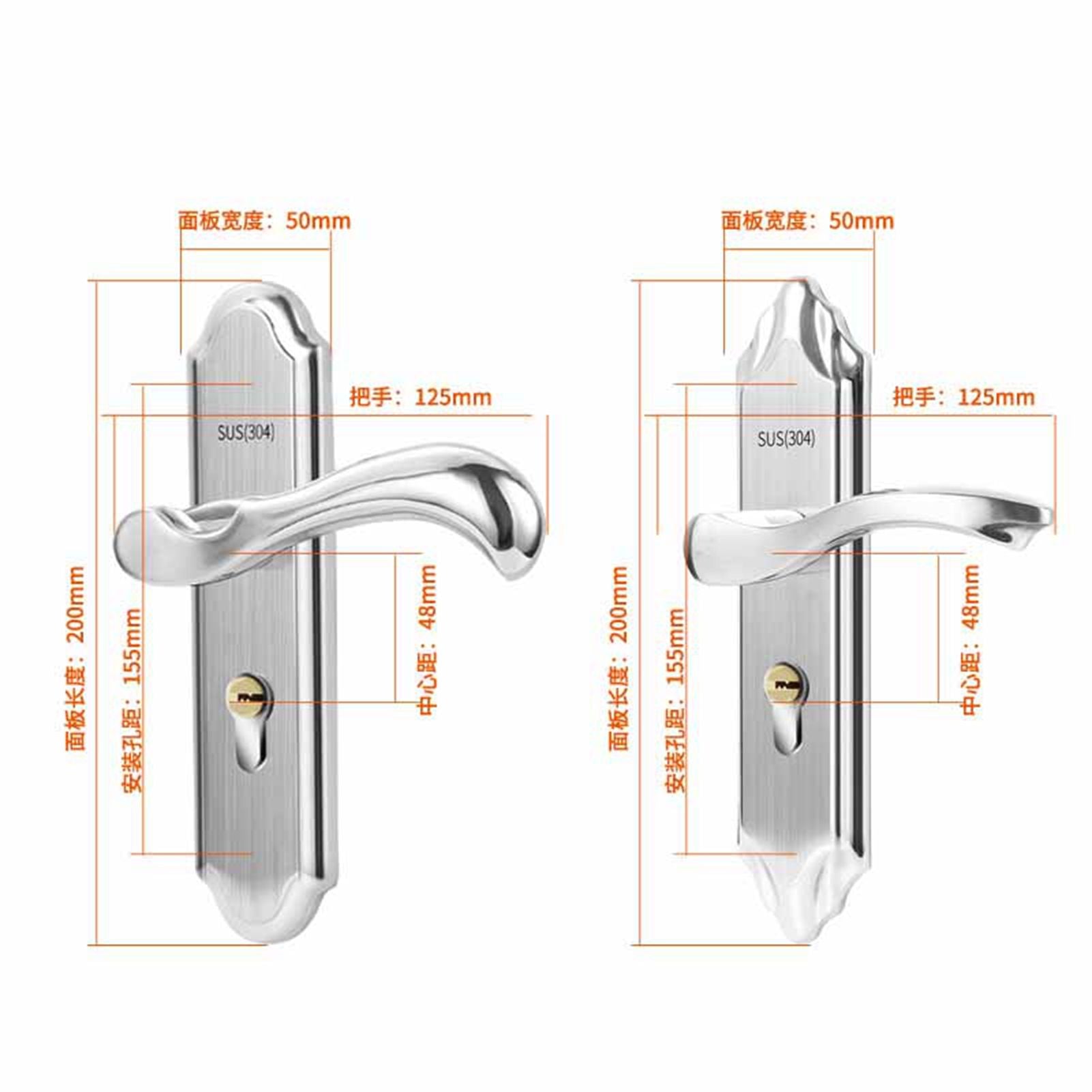 Keyed Entry Door Lock Silent Double Latch Irregular Stainless Steel Door Handle Lock for Bedroom Hotel Balcony V1294-YM0512-3114220093411
