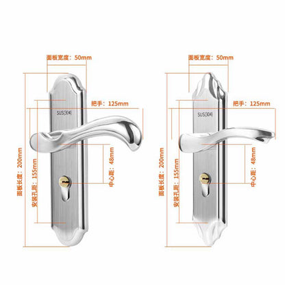 Keyed Entry Door Lock Silent Double Latch Irregular Stainless Steel Door Handle Lock for Bedroom Hotel Balcony V1294-YM0512-3114220093411