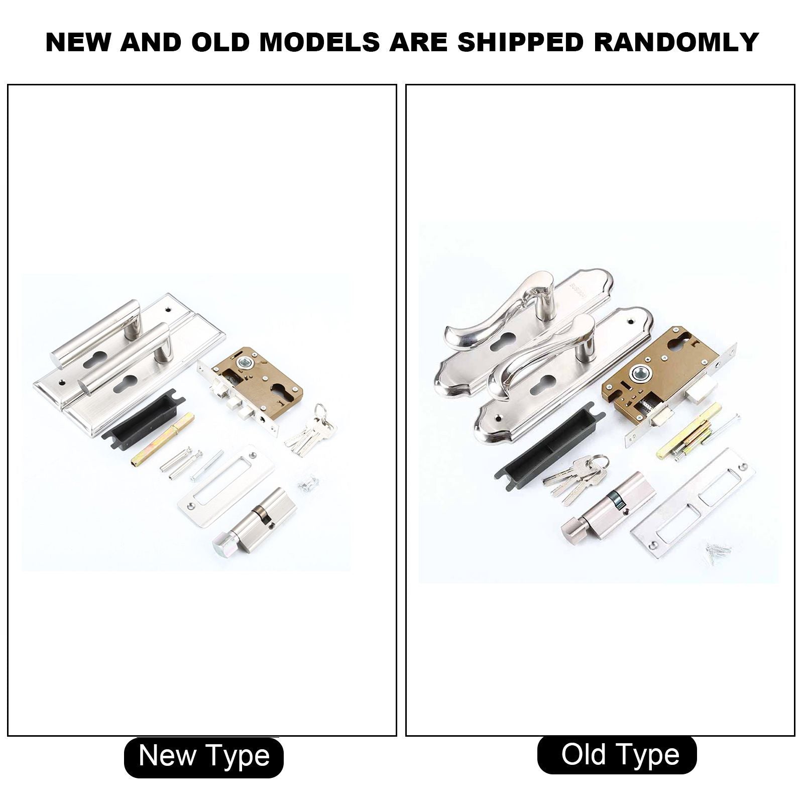 Keyed Entry Door Lock Silent Double Latch Irregular Stainless Steel Door Handle Lock for Bedroom Hotel Balcony V1294-YM0512-3114220093411