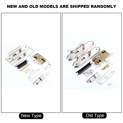 Keyed Entry Door Lock Silent Double Latch Irregular Stainless Steel Door Handle Lock for Bedroom Hotel Balcony V1294-YM0512-3114220093411