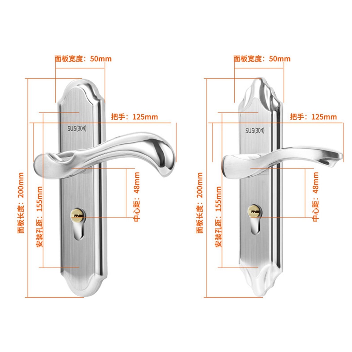 Stainless Steel Handle Door Lock Mechanical Magnetic Security Entry Lever Lock for Bedroom Hotel Balcony V1294-YM0512-3114220093511