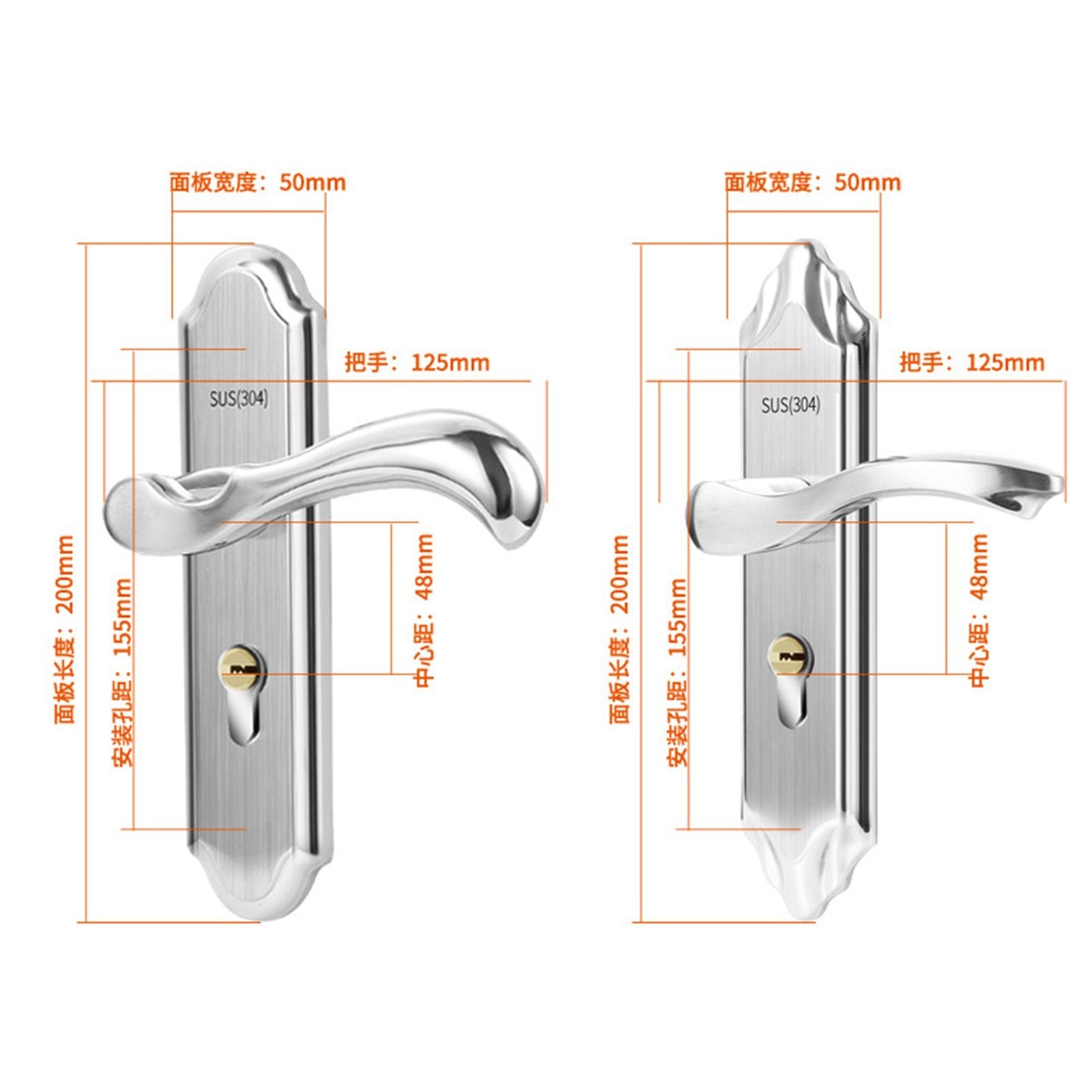 Stainless Steel Handle Door Lock Mechanical Magnetic Security Entry Lever Lock for Bedroom Hotel Balcony V1294-YM0512-3114220093511