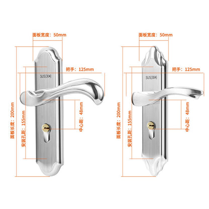 Stainless Steel Handle Door Lock Mechanical Magnetic Security Entry Lever Lock for Bedroom Hotel Balcony V1294-YM0512-3114220093511