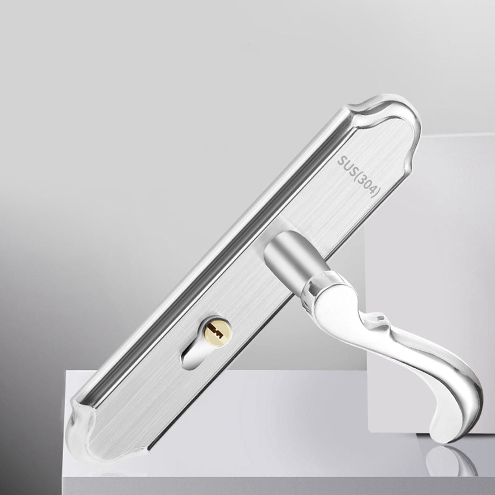 Stainless Steel Handle Door Lock Mechanical Magnetic Security Entry Lever Lock for Bedroom Hotel Balcony V1294-YM0512-3114220093511