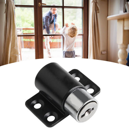 Door Security Lock Anti Theft Alloy Paint Surface with Keys Window Bolt for Home Cabinets Black V1294-YM0512-3114220094812