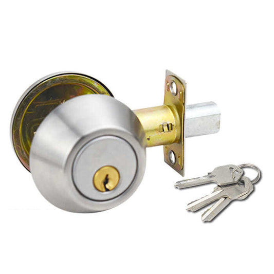 Ball Door Knob Universal Protection Classic Entrance Keyed Interior Door Knob for Home Use Silver V1294-YM0512-3114220095311