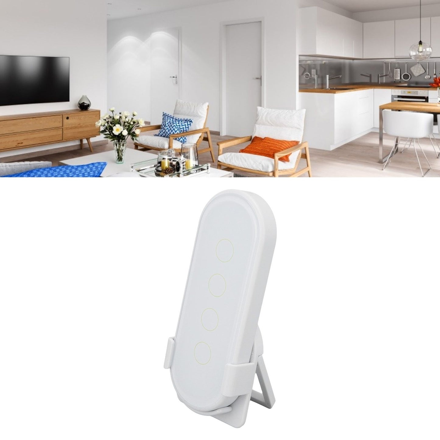 Wifi Wireless Smart Button for ZigBee for TUYA 4 Buttons 3 Way Remote Control for Home White V1294-YM0512-3114220097011