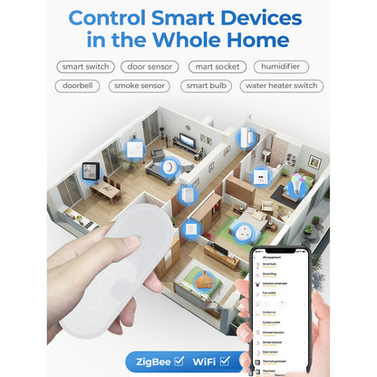 Wifi Wireless Smart Button for ZigBee for TUYA 4 Buttons 3 Way Remote Control for Home White V1294-YM0512-3114220097011