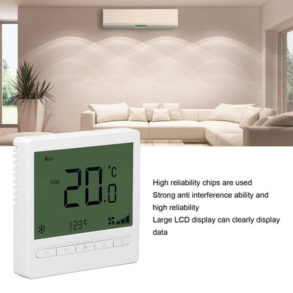 Smart Fan Coil Thermostat ABS LCD Screen Anti Interference Intelligent Thermostat for Home 220V V1294-YM0512-3114220099011