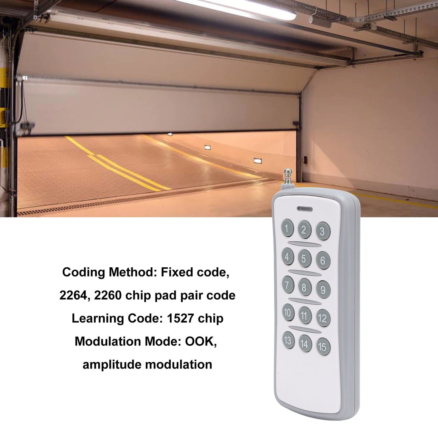 433MHz Universal Remote Control Wireless ABS 15 Keys Remote Control Switch for Replacement Door Light V1294-YM0512-3114220100911