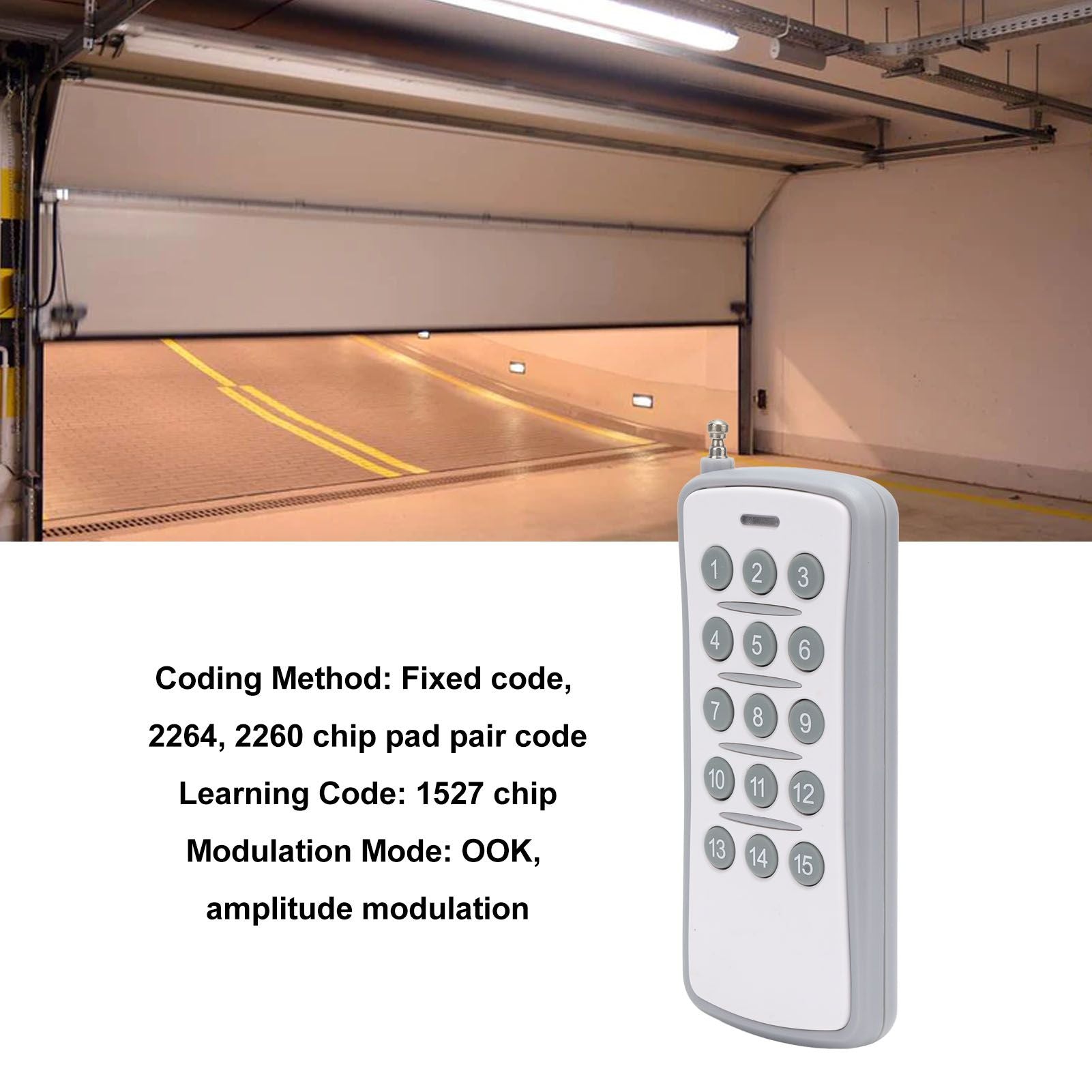 433MHz Universal Remote Control Wireless ABS 15 Keys Remote Control Switch for Replacement Door Light V1294-YM0512-3114220100911