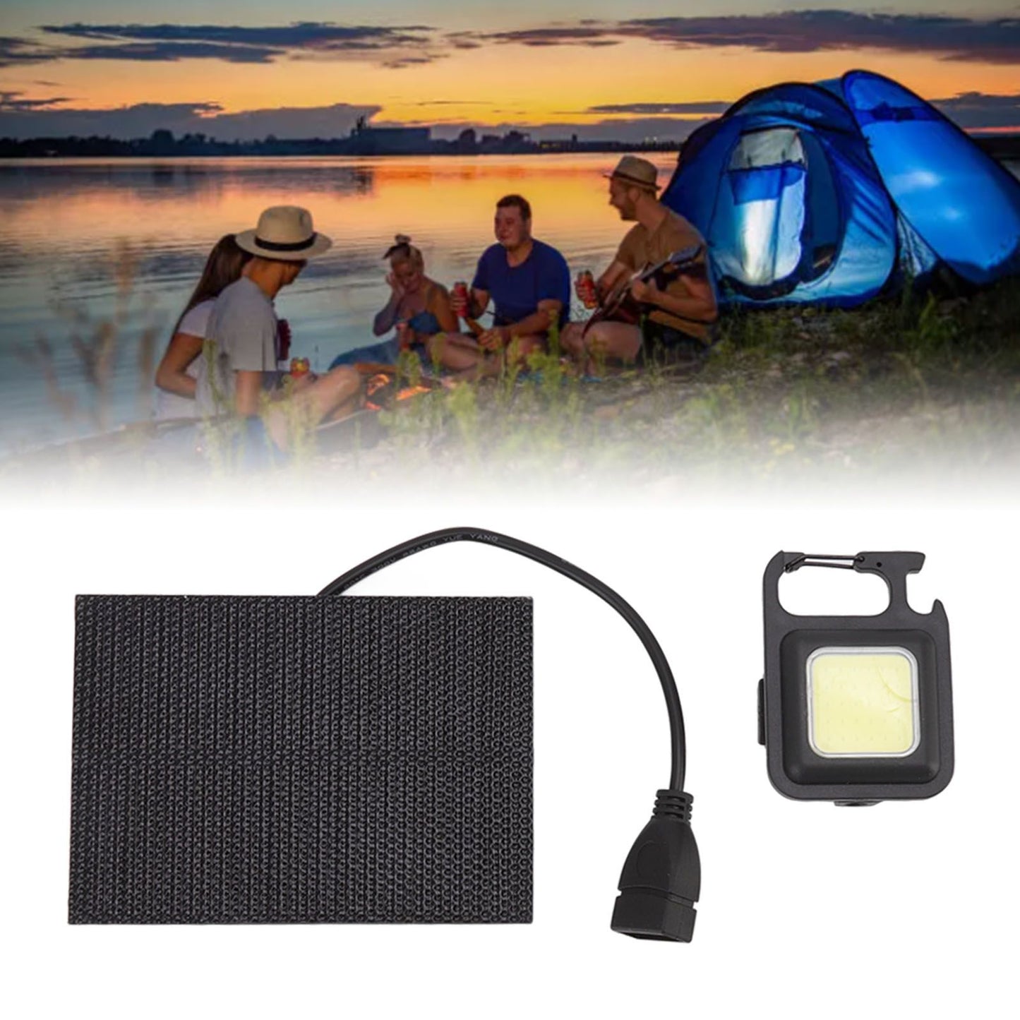 Monocrystalline Solar LED Light 5W IP68 Waterproof USB Rechargeable Solar Panel Light for Outdoor Camping V1294-YM0512-3114220101011