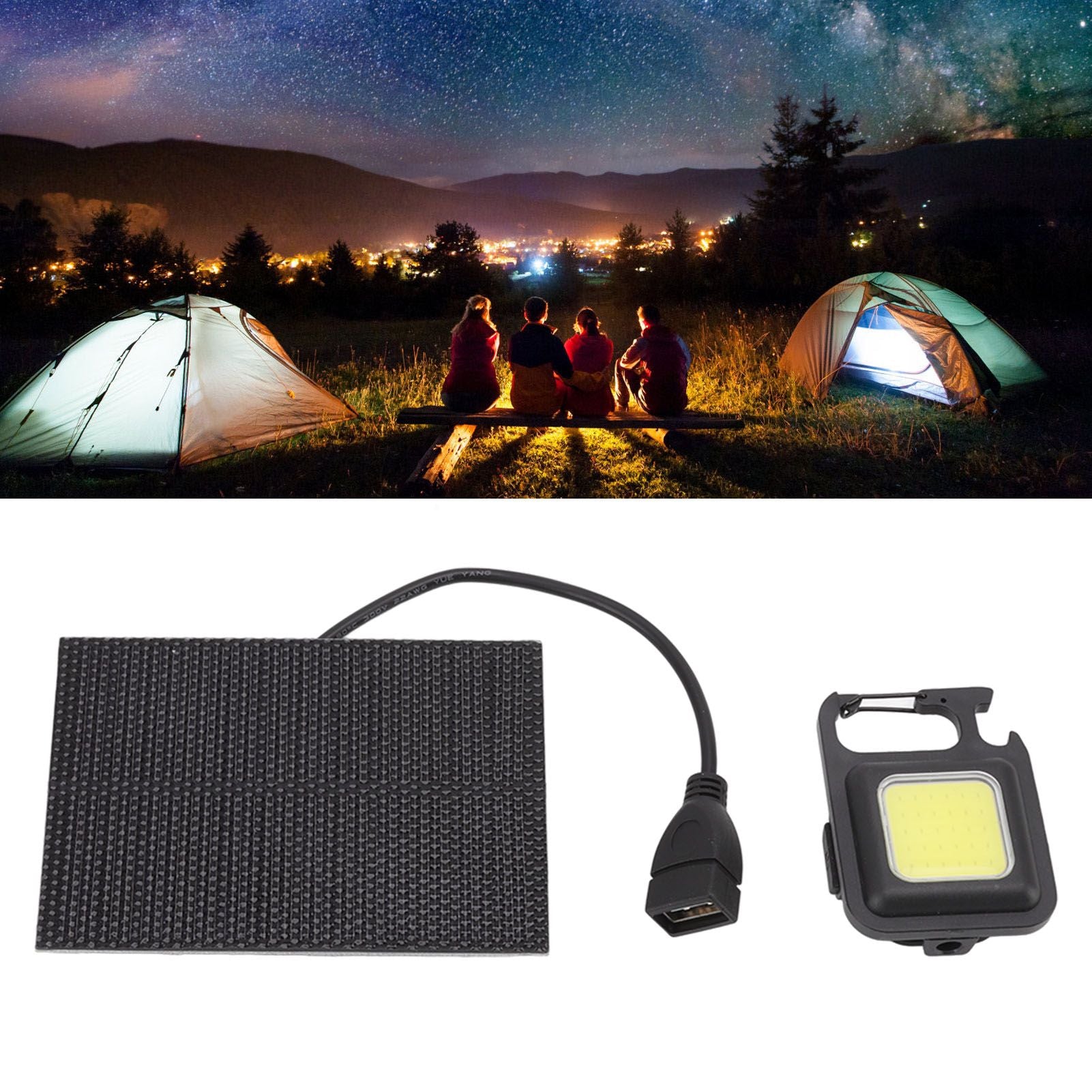 Monocrystalline Solar LED Light 5W IP68 Waterproof USB Rechargeable Solar Panel Light for Outdoor Camping V1294-YM0512-3114220101011