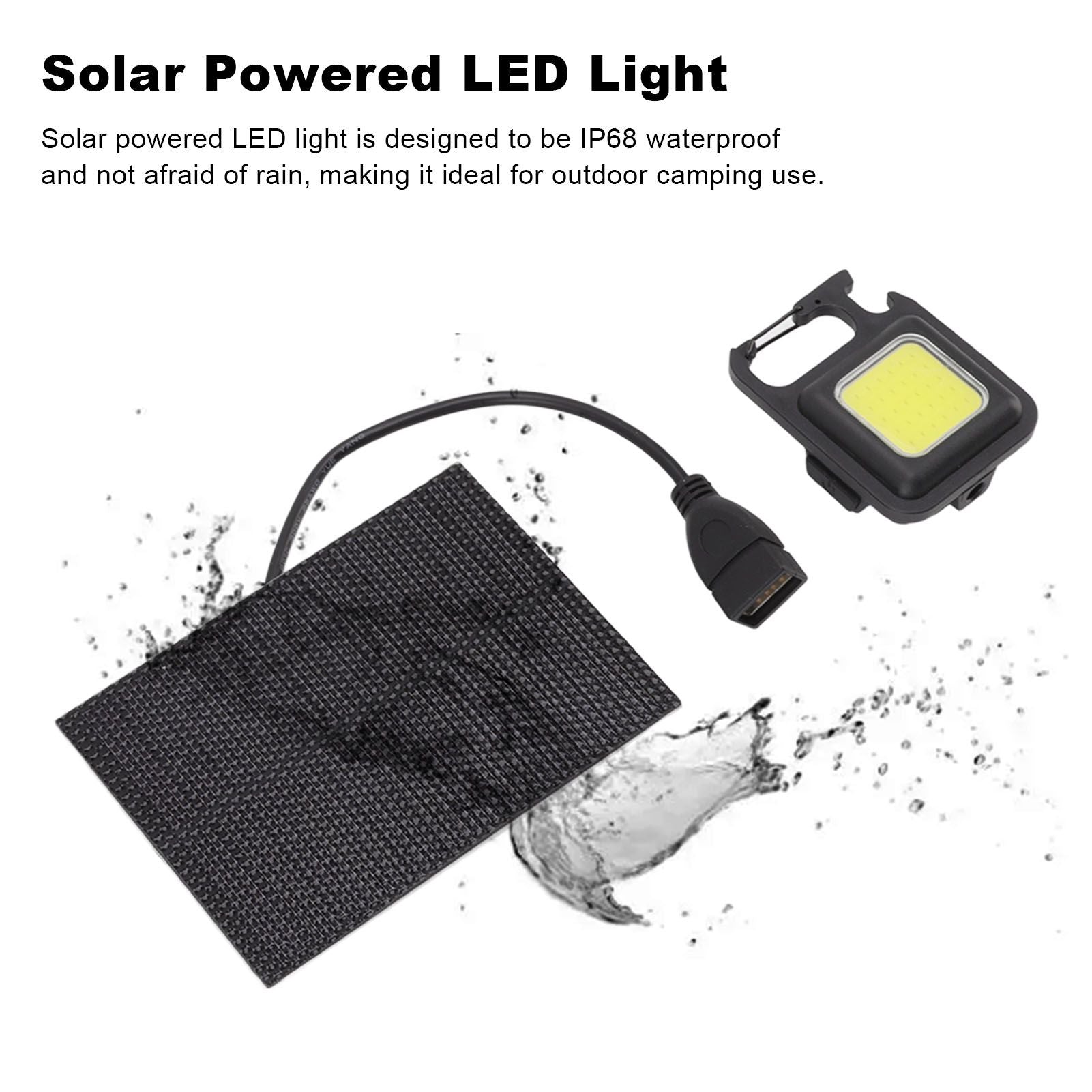 Monocrystalline Solar LED Light 5W IP68 Waterproof USB Rechargeable Solar Panel Light for Outdoor Camping V1294-YM0512-3114220101011