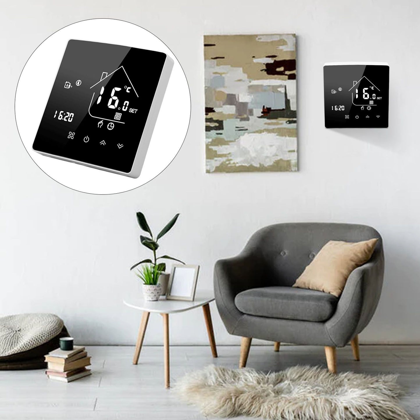 Smart Thermostat LCD Touch Screen Thermostat Programmable Temperature Controller for Boiler 95-240V Concealed V1294-YM0512-3114220101711