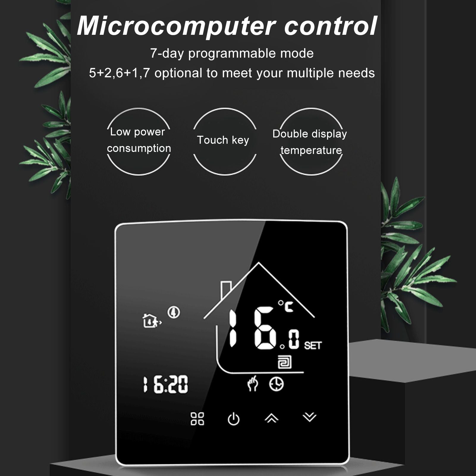 Smart Thermostat LCD Touch Screen Thermostat Programmable Temperature Controller for Boiler 95-240V Concealed V1294-YM0512-3114220101711