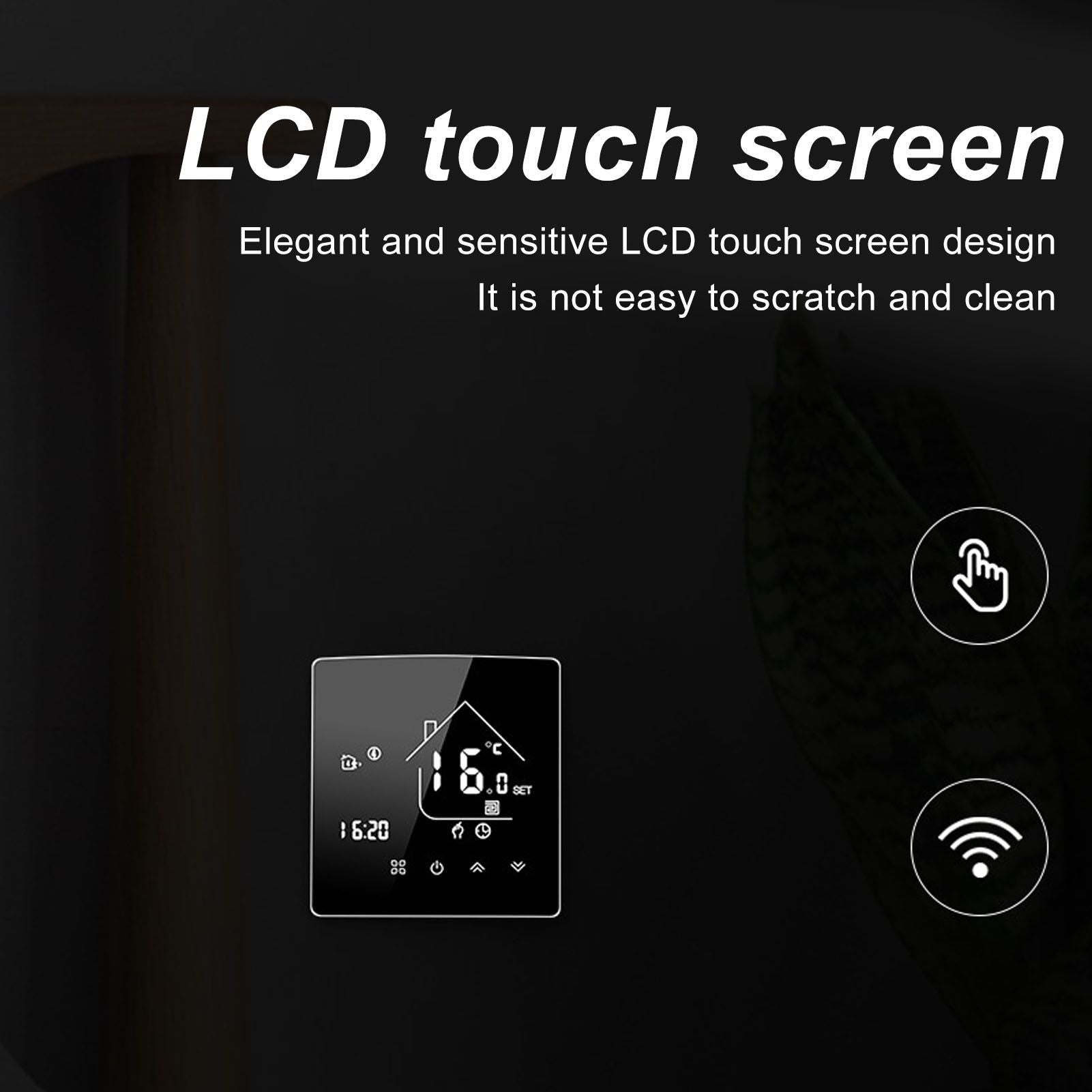 Smart Thermostat LCD Touch Screen Thermostat Programmable Temperature Controller for Boiler 95-240V Concealed V1294-YM0512-3114220101711