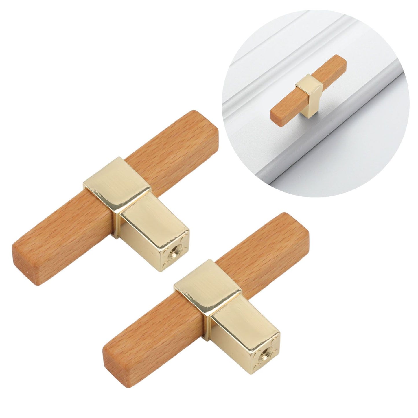 2 Pcs Wooden Cabinet Pulls Single Hole Door Pull Handle Knobs For Kitchen Drawer Cupboard Closet Golden V1294-YM0512-3114220102111