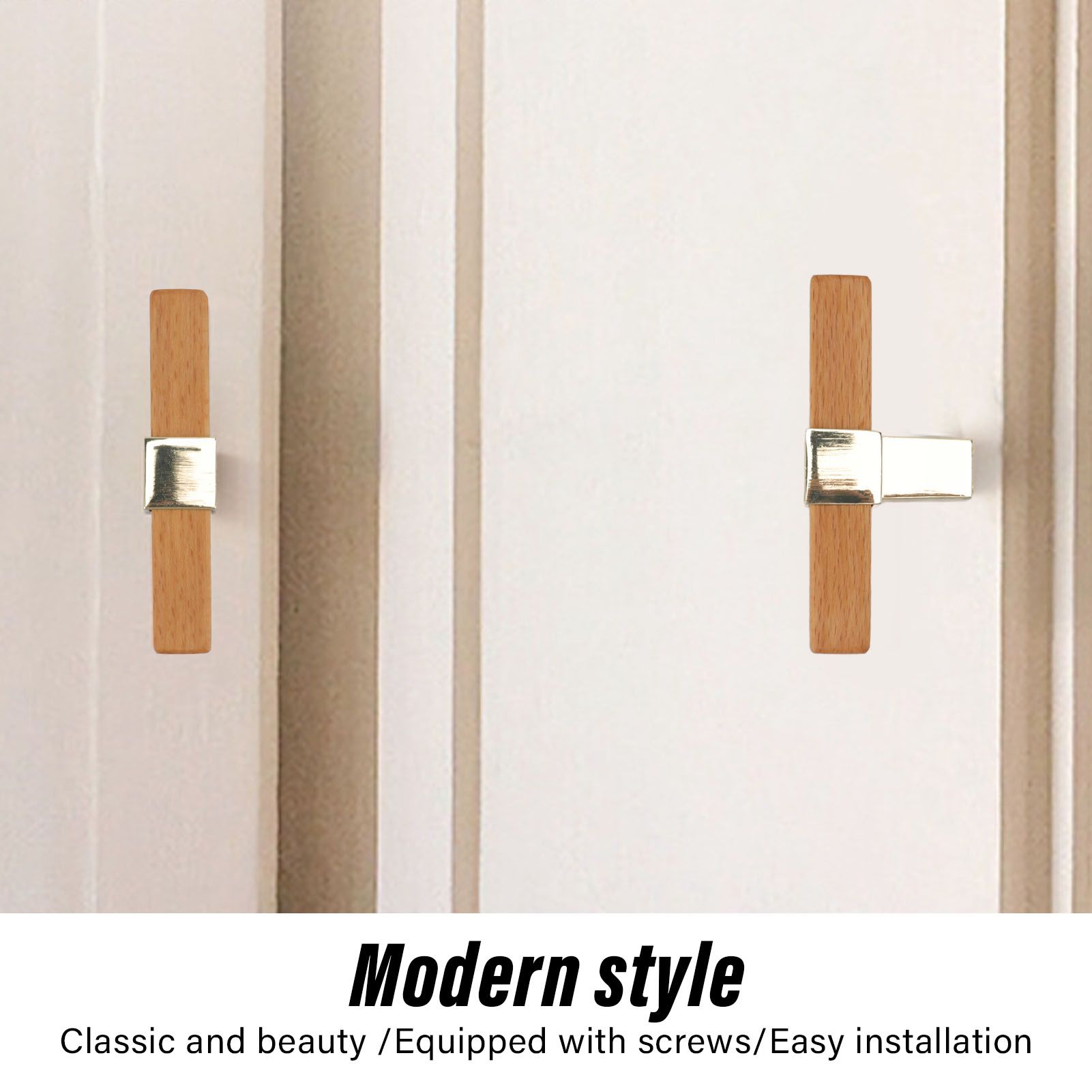 2 Pcs Wooden Cabinet Pulls Single Hole Door Pull Handle Knobs For Kitchen Drawer Cupboard Closet Golden V1294-YM0512-3114220102111