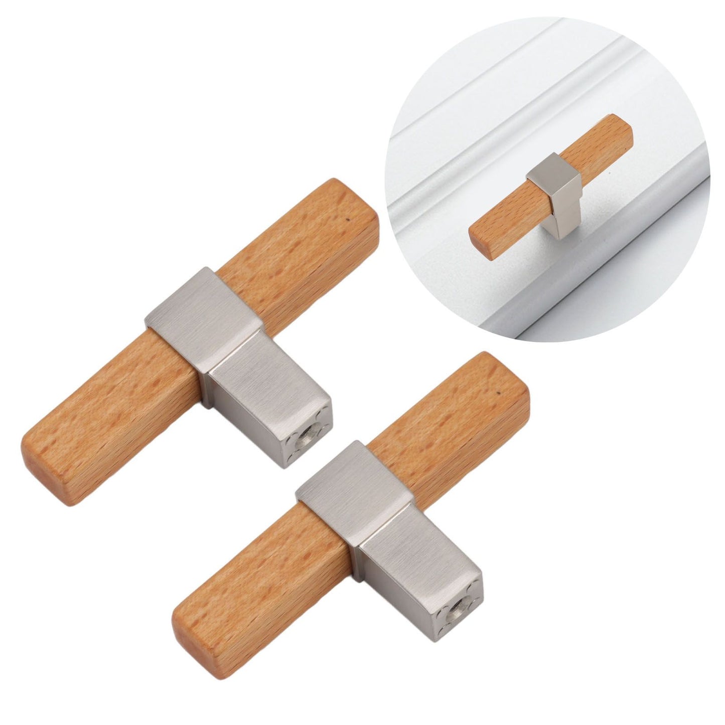 2 Pcs Wooden Cabinet Pulls Single Hole Door Pull Handle Knobs For Kitchen Drawer Cupboard Closet Brushed V1294-YM0512-3114220102112