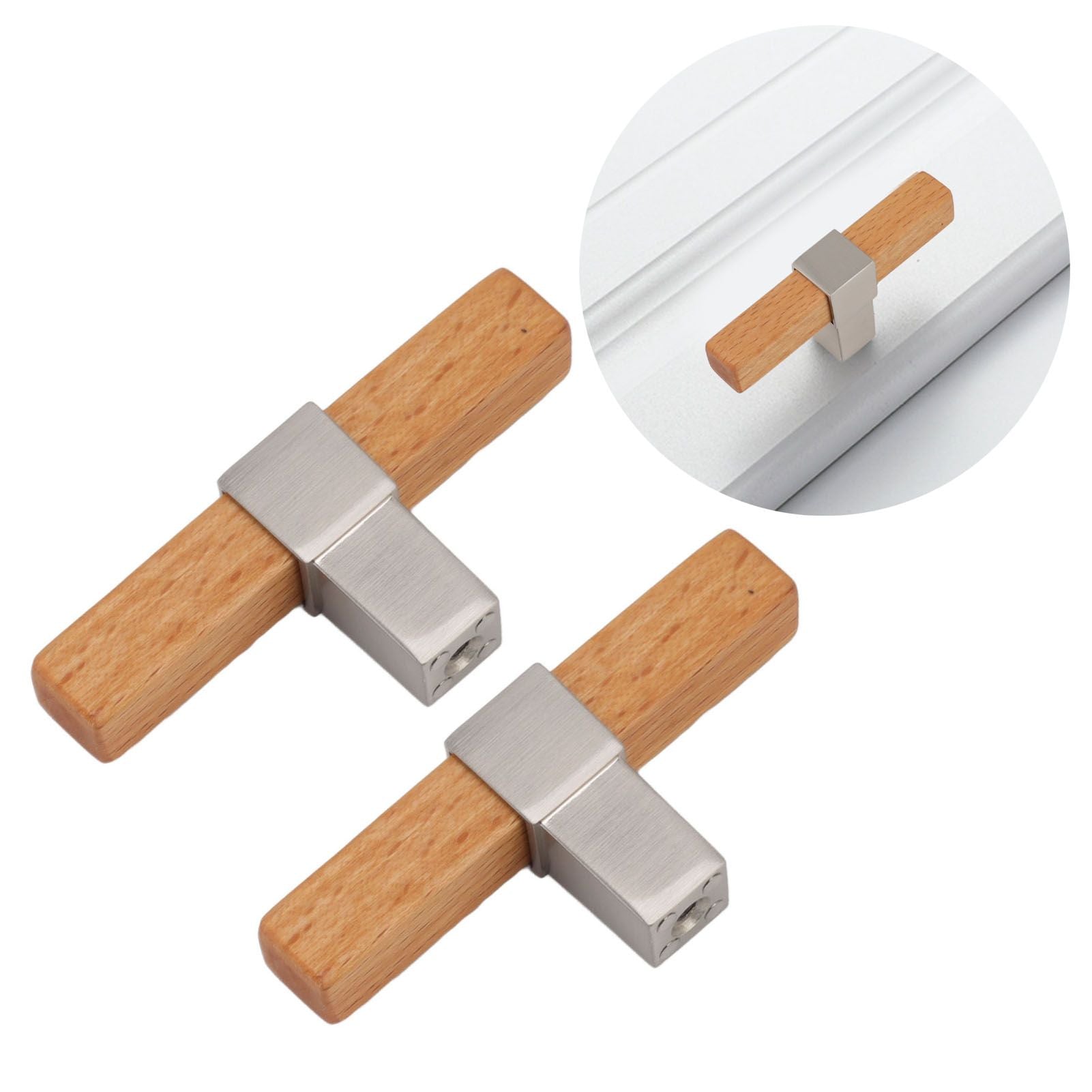 2 Pcs Wooden Cabinet Pulls Single Hole Door Pull Handle Knobs For Kitchen Drawer Cupboard Closet Brushed V1294-YM0512-3114220102112