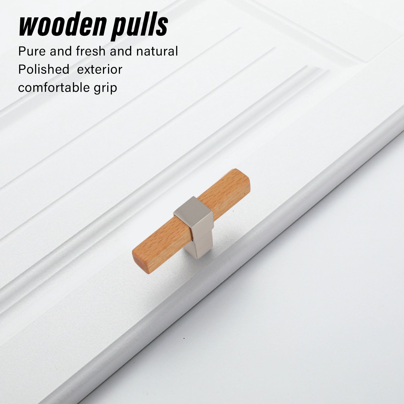 2 Pcs Wooden Cabinet Pulls Single Hole Door Pull Handle Knobs For Kitchen Drawer Cupboard Closet Brushed V1294-YM0512-3114220102112