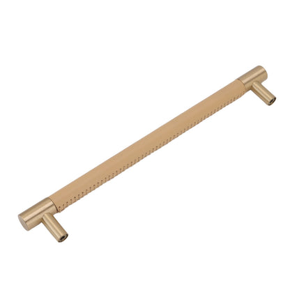 Cabinet Door Handle 224MM Hole Pitch Leather Brass Light Luxury Cupboard Bar Pull Handle for Home Wardrobe V1294-YM0512-3114220102211