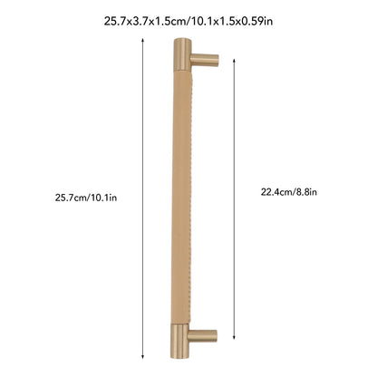 Cabinet Door Handle 224MM Hole Pitch Leather Brass Light Luxury Cupboard Bar Pull Handle for Home Wardrobe V1294-YM0512-3114220102211