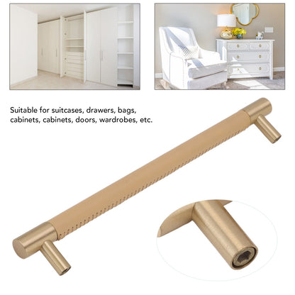 Cabinet Door Handle 224MM Hole Pitch Leather Brass Light Luxury Cupboard Bar Pull Handle for Home Wardrobe V1294-YM0512-3114220102211