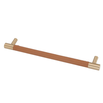 Cabinet Door Handle 224MM Hole Pitch Leather Brass Light Luxury Cupboard Bar Pull Handle for Home Wardrobe V1294-YM0512-3114220102212