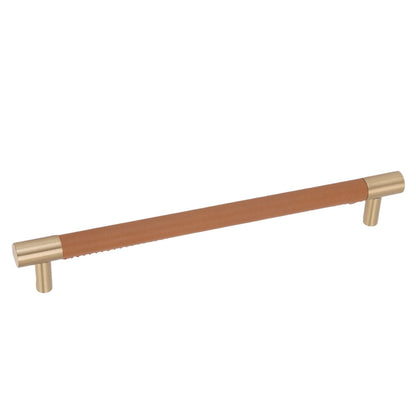 Cabinet Door Handle 224MM Hole Pitch Leather Brass Light Luxury Cupboard Bar Pull Handle for Home Wardrobe V1294-YM0512-3114220102212