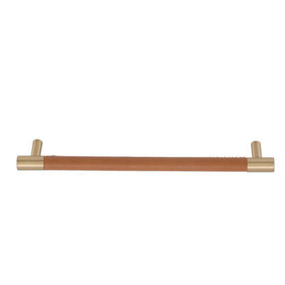 Cabinet Door Handle 224MM Hole Pitch Leather Brass Light Luxury Cupboard Bar Pull Handle for Home Wardrobe V1294-YM0512-3114220102212