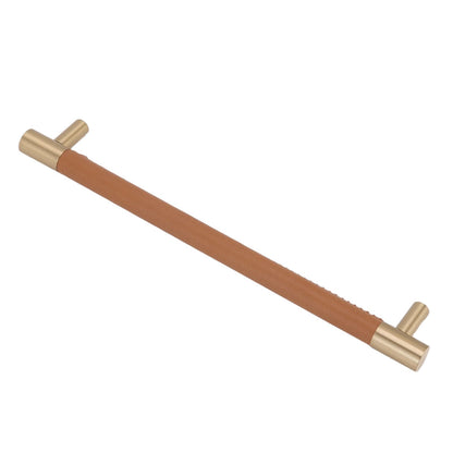 Cabinet Door Handle 224MM Hole Pitch Leather Brass Light Luxury Cupboard Bar Pull Handle for Home Wardrobe V1294-YM0512-3114220102212