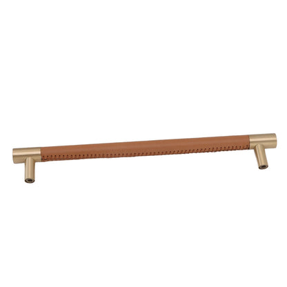 Cabinet Door Handle 224MM Hole Pitch Leather Brass Light Luxury Cupboard Bar Pull Handle for Home Wardrobe V1294-YM0512-3114220102212