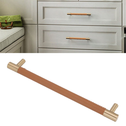 Cabinet Door Handle 224MM Hole Pitch Leather Brass Light Luxury Cupboard Bar Pull Handle for Home Wardrobe V1294-YM0512-3114220102212