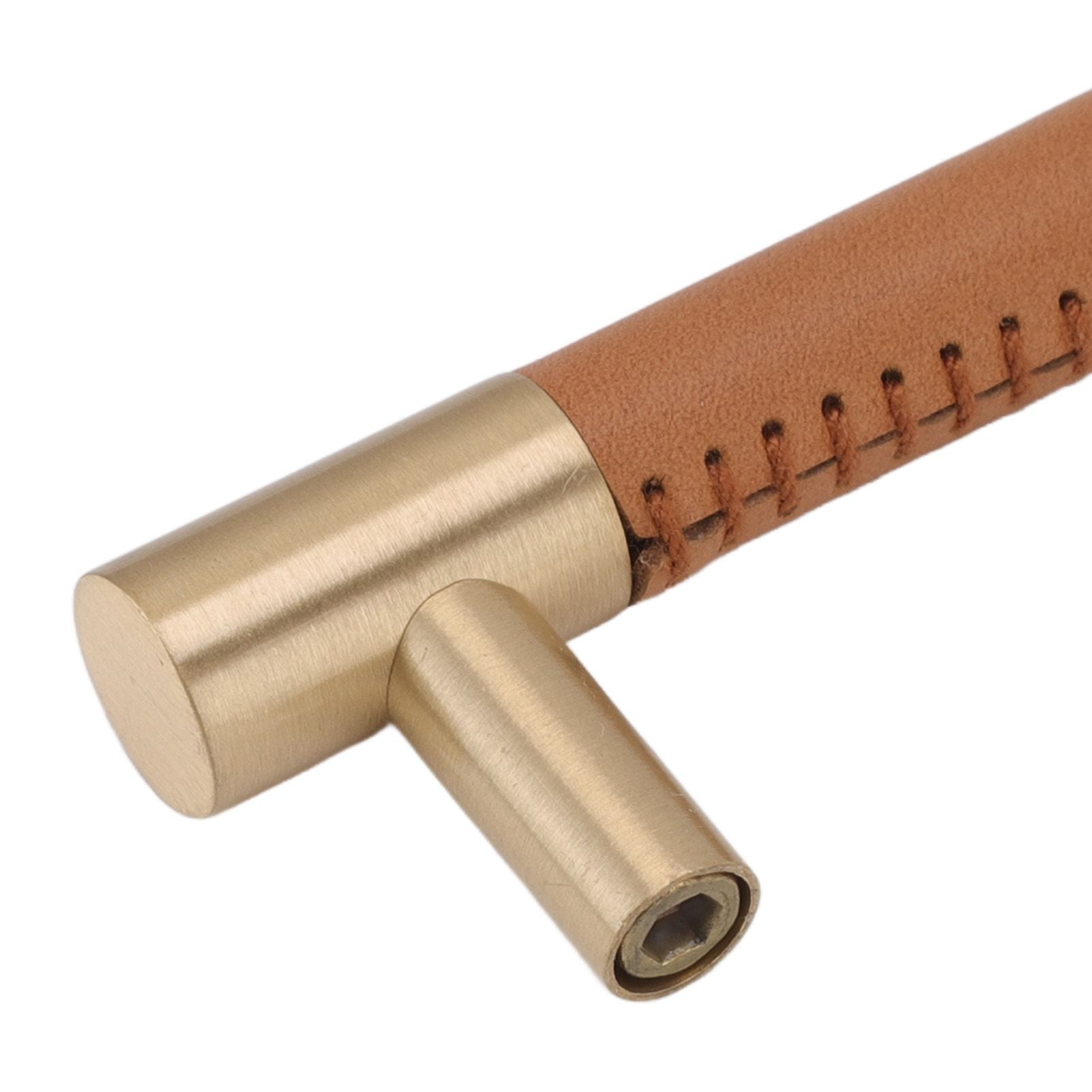 Cabinet Door Handle 224MM Hole Pitch Leather Brass Light Luxury Cupboard Bar Pull Handle for Home Wardrobe V1294-YM0512-3114220102212