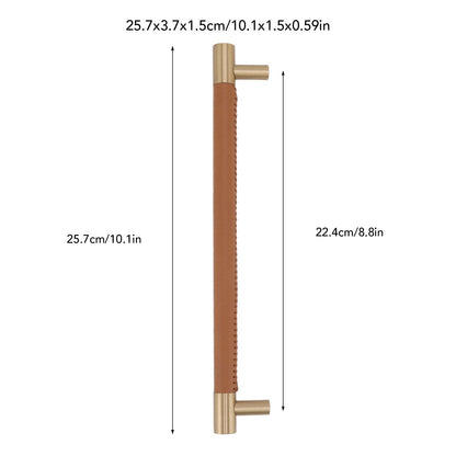 Cabinet Door Handle 224MM Hole Pitch Leather Brass Light Luxury Cupboard Bar Pull Handle for Home Wardrobe V1294-YM0512-3114220102212